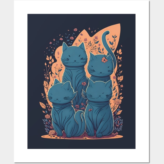 Cat Miaw: Playful and Cute Cat Design Wall Art by ZeePixels